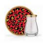 LEOPAR RED BRIGHT GOLD GLASS TRAY 35*35